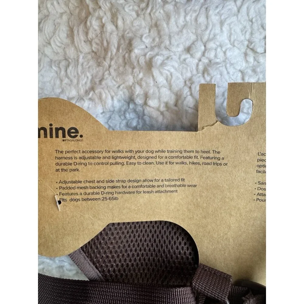 Nordstrom MINE Medium Large 25-65 LB Dog Harness Brown Cream Checkerboard NEW